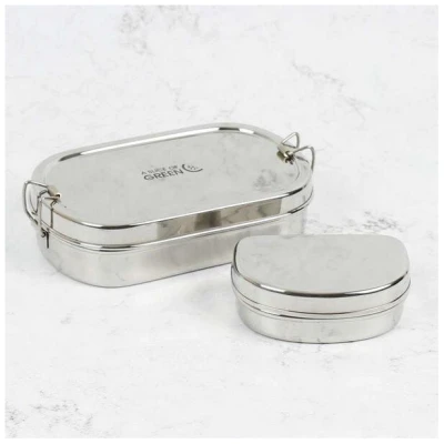 A Slice of Green Edelstahl Lunchbox Oval - inkl. Minibox (19×10,5x5cm)