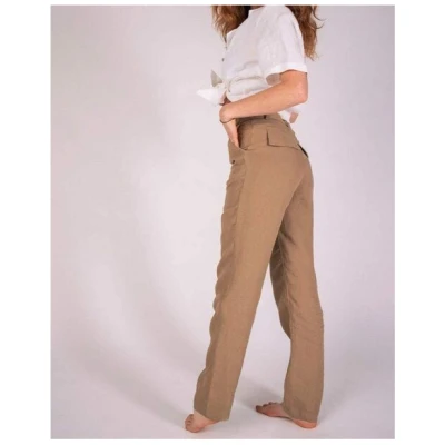 Aatise Karottenhose aus 100% Leinen mit halbhoher Taille Zigarette