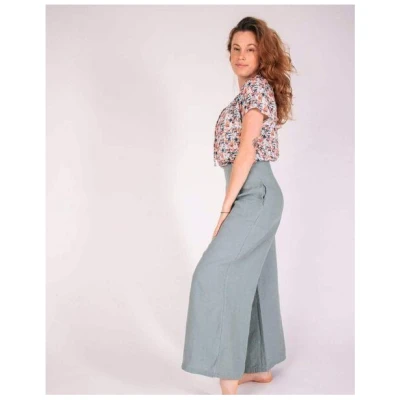 Aatise Leinenhose weit mit hohem Taillenbund Zove 100% Leinen