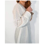 Aatise Zomi Kleid mit elastischer Taille, weiss, Langarm