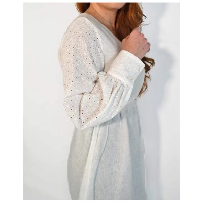 Aatise Zomi Kleid mit elastischer Taille, weiss, Langarm