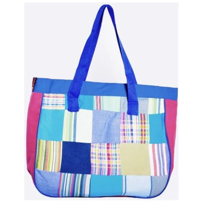 Africulture Kikoy Handtasche, Patschwork Tasche, Strandtasche, Planenstoff Innenlayer, made in Kenia