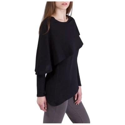 Ajna Langarmshirt Mit Poncho Vanda schwarz