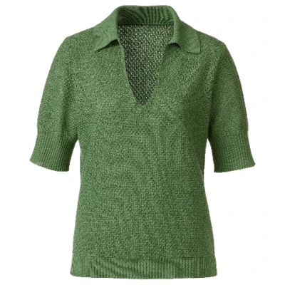 Ajour-Poloshirt aus Leinen und TENCEL™ Lyocell, rosmarin 36