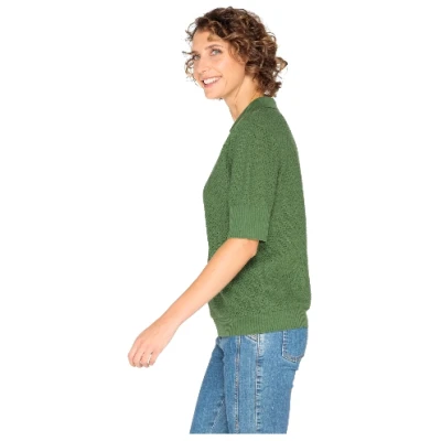 Ajour-Poloshirt aus Leinen und TENCEL™ Lyocell, rosmarin 36