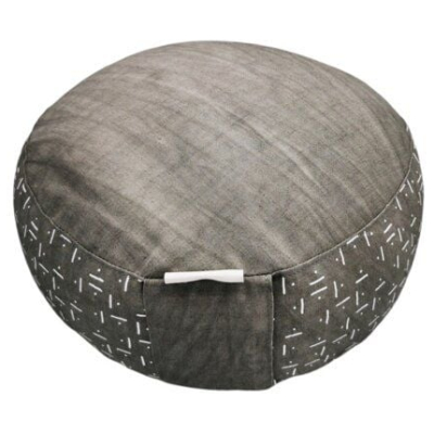 Ames sensibles Meditationskissen rund, Grau/Natur 30 x 16cm