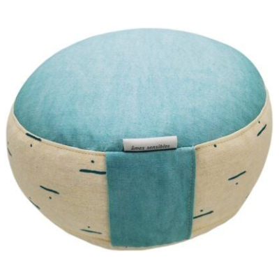 Ames sensibles Meditationskissen rund, Natur/ Türkise 30 x 16cm