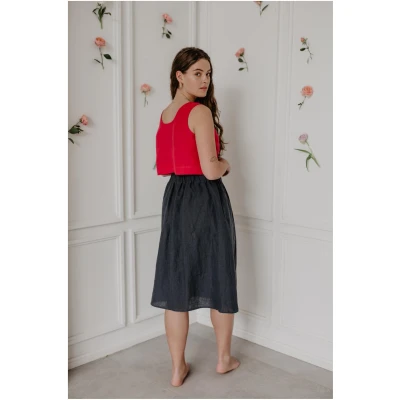 AmourLinen Damen vegan Crop Top Mini Pippa Viva Magenta Rot