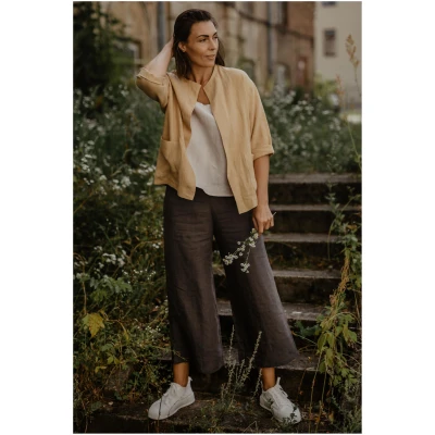 AmourLinen Damen vegan Hose Tokio Holzkohle Grau