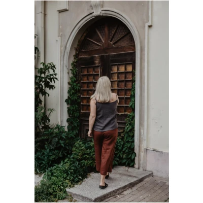 AmourLinen Damen vegan Hose Tokyo Terracotta Rot