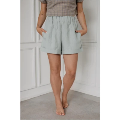 AmourLinen Damen vegan Kurze Hose Mia Salbei Grün