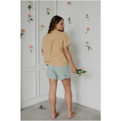 AmourLinen Damen vegan Kurze Hose Mia Salbei Grün