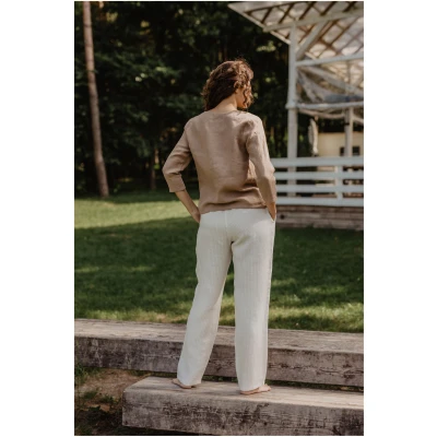 AmourLinen Damen vegan Leinenhose Malmo Gestreift