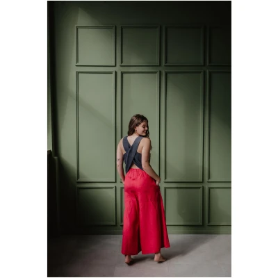 AmourLinen Damen vegan Weite Hose Isabella Viva Magenta Rot