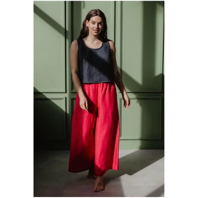 AmourLinen Damen vegan Weite Hose Isabella Viva Magenta Rot