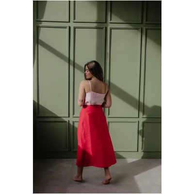 AmourLinen Damen vegan Wickelrock Iris Viva Magenta Rot