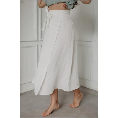 AmourLinen Damen vegan Wickelrock Iris Weiß