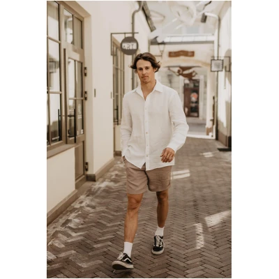 AmourLinen Herren vegan Leinen-Shorts Ares Dusty Lavender