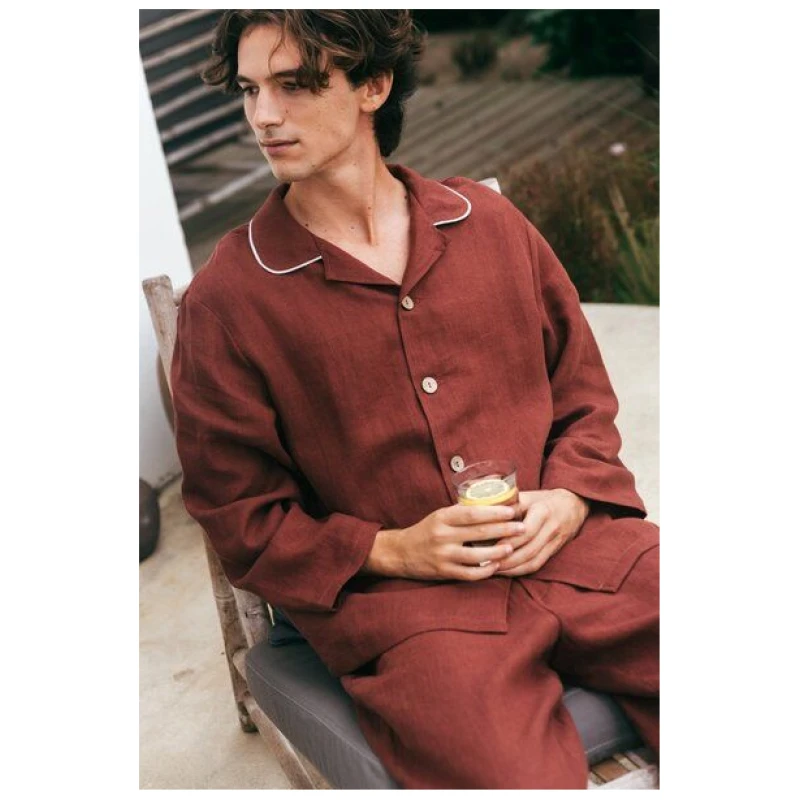 AmourLinen Klassisches leinen pyjama set HARRY