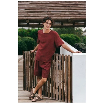 AmourLinen Leinen pyjama set mit shorts BILLY