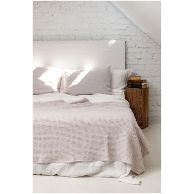 AmourLinen unisex vegan Leinen Waffel Bettüberwurf Creme