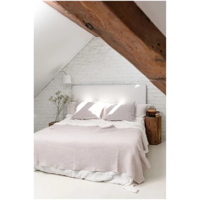 AmourLinen unisex vegan Leinen Waffel Bettüberwurf Creme