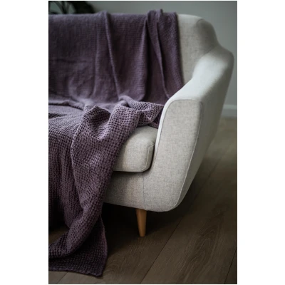 AmourLinen unisex vegan Leinen Waffel Bettüberwurf Dusty Lavender