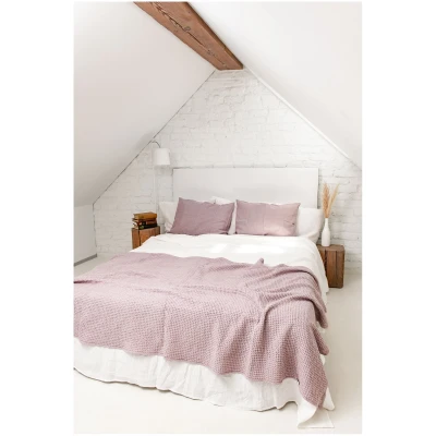 AmourLinen unisex vegan Leinen Waffel Bettüberwurf Dusty Rose