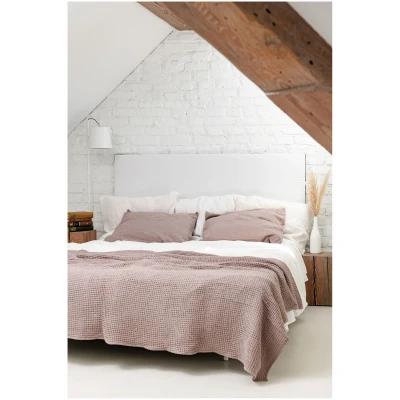 AmourLinen unisex vegan Leinen Waffel Bettüberwurf Rosy Braun