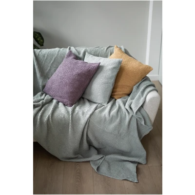 AmourLinen unisex vegan Leinen Waffel Bettüberwurf Salbei Grün