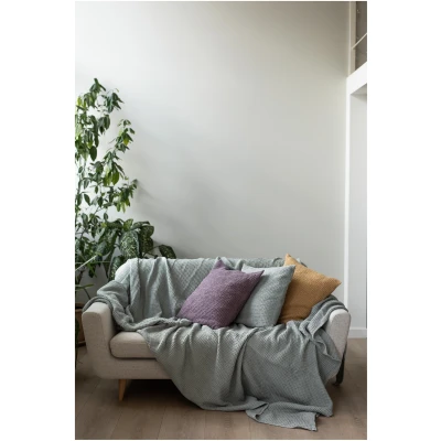 AmourLinen unisex vegan Leinen Waffel Bettüberwurf Salbei Grün