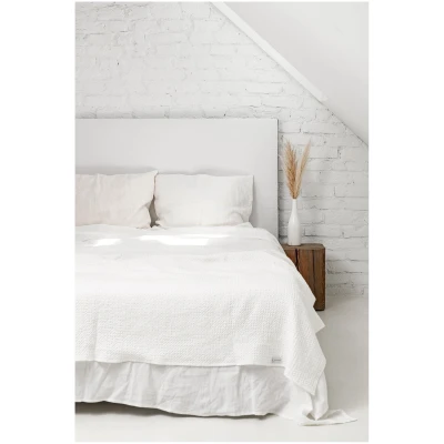 AmourLinen unisex vegan Leinen Waffel Bettüberwurf Weiß