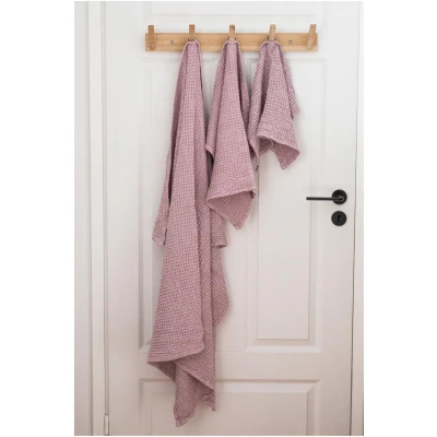 AmourLinen unisex vegan Leinen Waffel Handtuch Set Dusty Rose