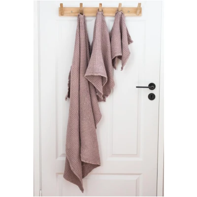 AmourLinen unisex vegan Leinen Waffel Handtuch Set Rosy Braun