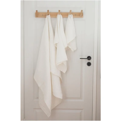 AmourLinen unisex vegan Leinen Waffel Handtuch Set Weiß
