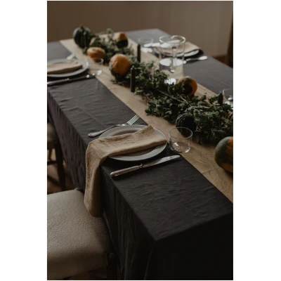 AmourLinen unisex vegan Tischdecke Aus Leinen Anthrazitgrau