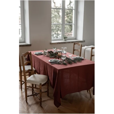AmourLinen unisex vegan Tischdecke Aus Leinen In Terrakotta