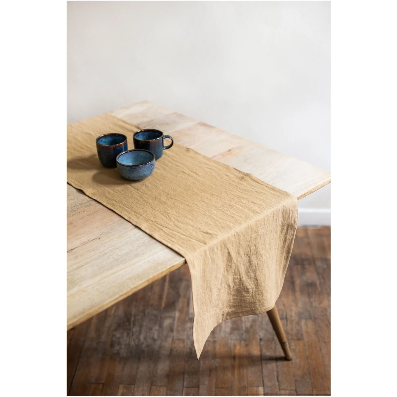 AmourLinen unisex vegan Tischläufer Aus Leinen In Senfgelb
