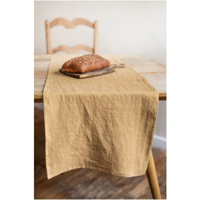 AmourLinen unisex vegan Tischläufer Aus Leinen In Senfgelb