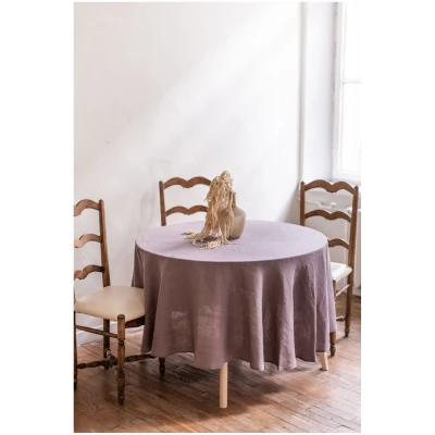 AmourLinen unisex vegan Tischtuch Rund Dusty Lavender Lila