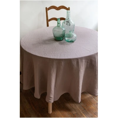 AmourLinen unisex vegan Tischtuch Rund Rosig Braun