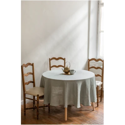 AmourLinen unisex vegan Tischtuch Rund Salbei Grün