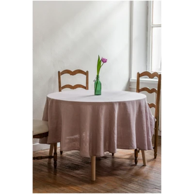 AmourLinen unisex vegan Tischtuch Rund Staubig Rosa