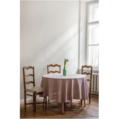AmourLinen unisex vegan Tischtuch Rund Staubig Rosa