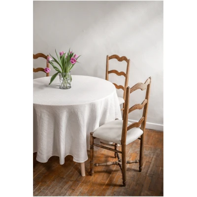 AmourLinen unisex vegan Tischtuch Rund Weiß