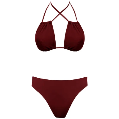 Anekdot Damen vegan Bikini Low Versatile + Skyline Slim Merlot