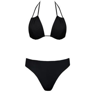 Anekdot Damen vegan Bikini Set Low Versatile + Skyline Slim Schwarz