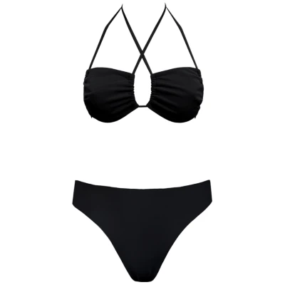 Anekdot Damen vegan Bikini Set Low Versatile + Skyline Slim Schwarz