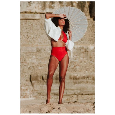 Anekdot Damen vegan Bikiniunterteil Geranium / Core High Rot