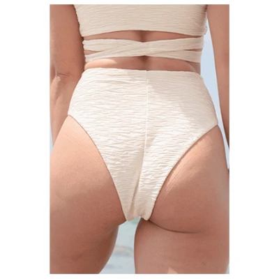 Anekdot Damen vegan Jacquard Skyline High Bikini Unterteil Off White